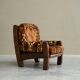 Brutalist lounge chair in solid oak and velvet from the 1960s.