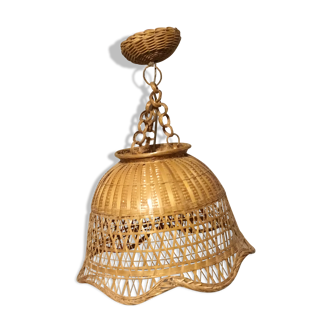 Vintage wicker hanging lamp