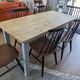 Sky blue and light wood farm table early 20th century 138 cm