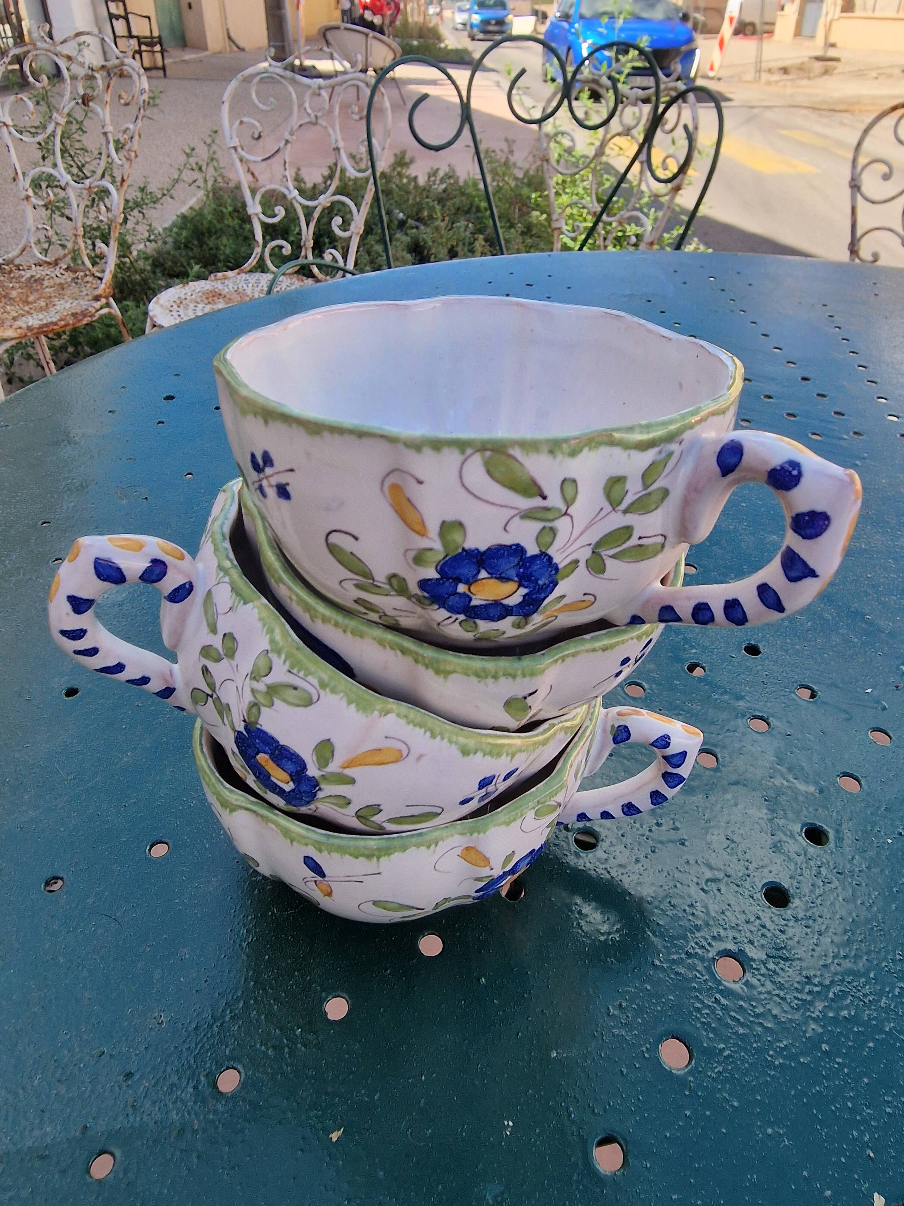Set of 4 antique hand-painted cups