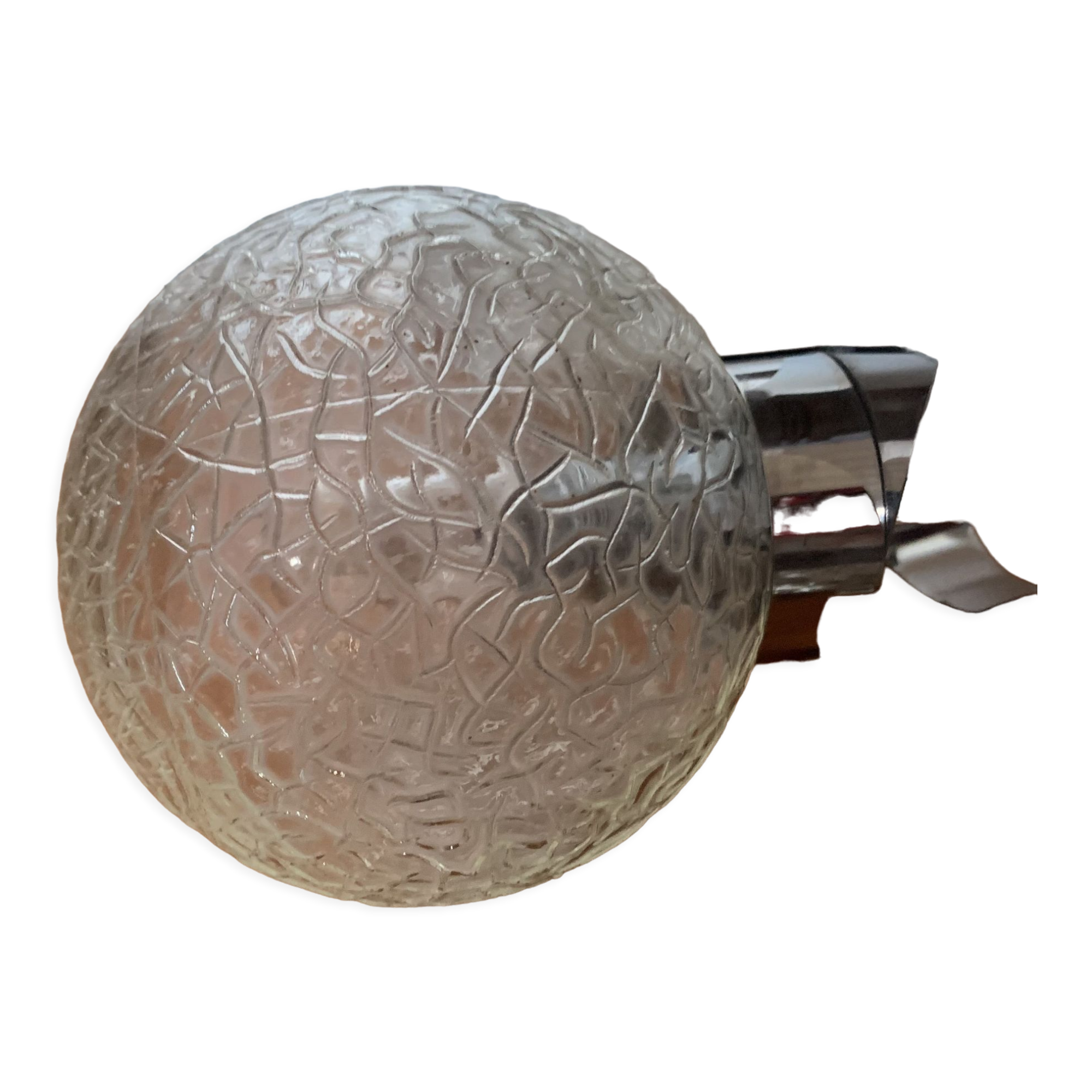 Vintage suspension 5 lights, glass and chrome