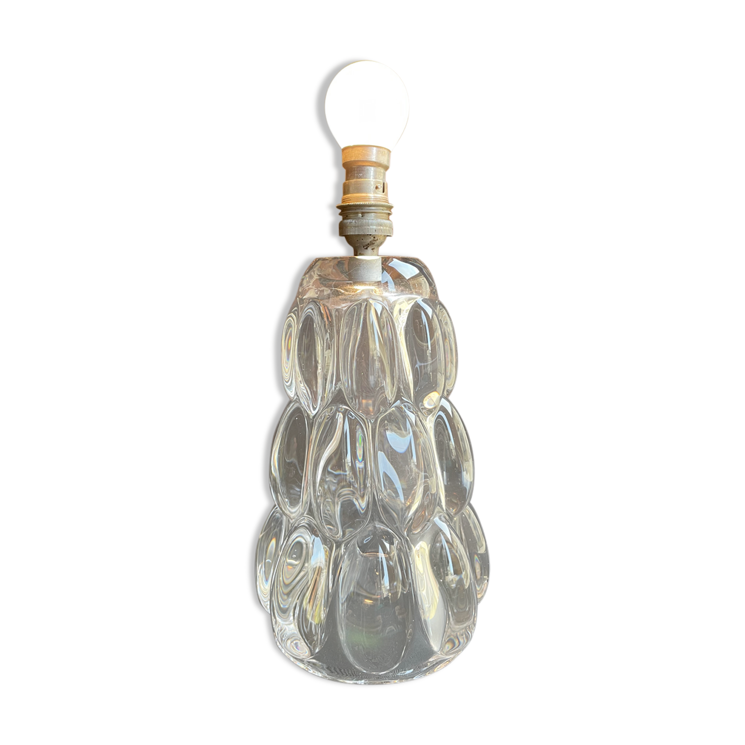Schneider Glassworks - Important Lamp Foot - Molded Crystal - Conical with Godrons