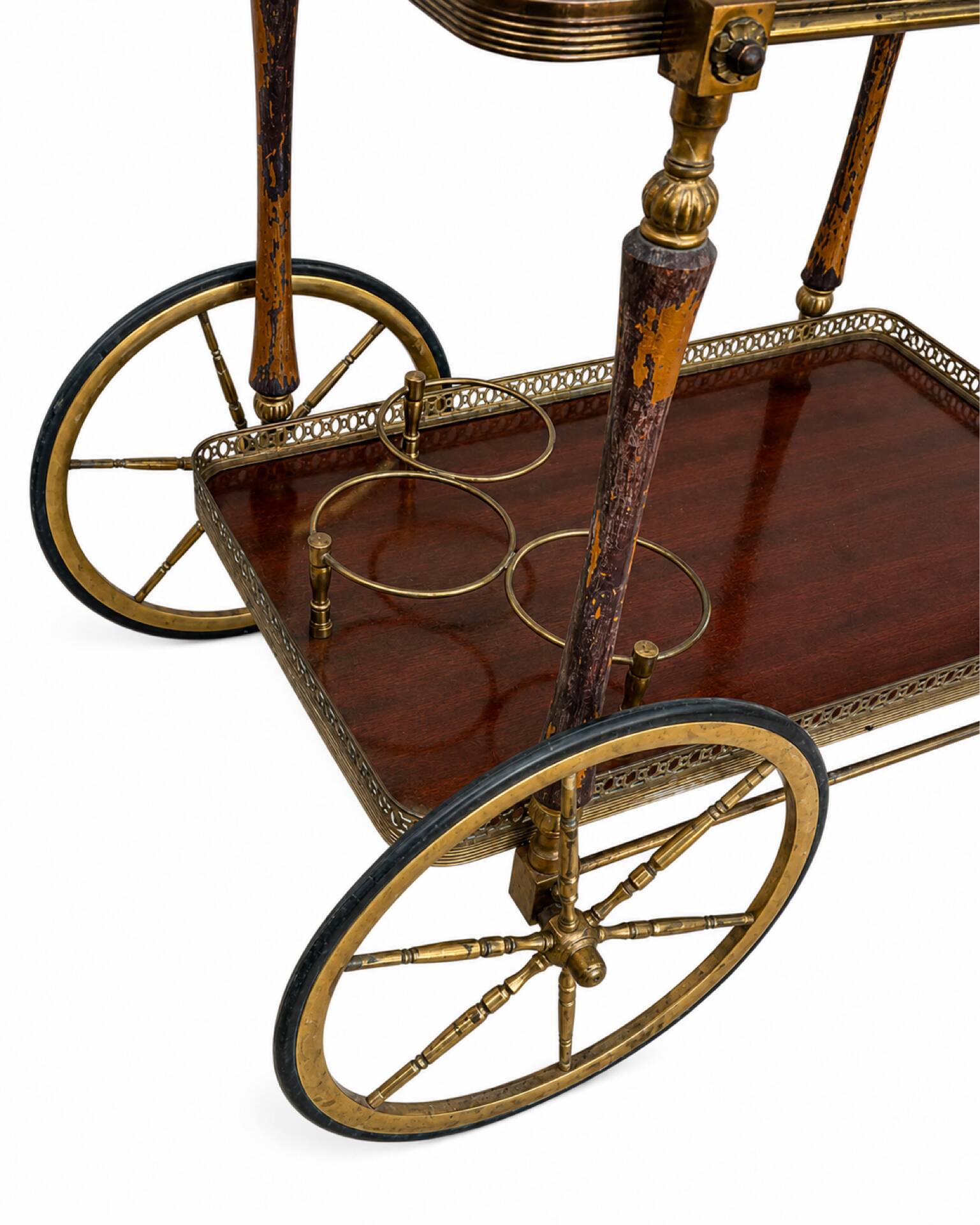 Bar drinks trolley in brass and wood by Maison Jansen