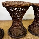 Stools "tam tam" in rattan / wicker