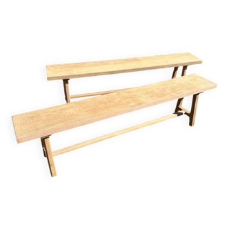 Lot de 2 bancs en chêne