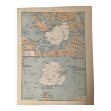 Lithograph map on the poles - 1900