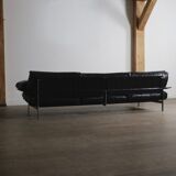 Canapé trois places Diesis en cuir noir, conçu par Antonio Citterio pour B&B Italia, années 1970