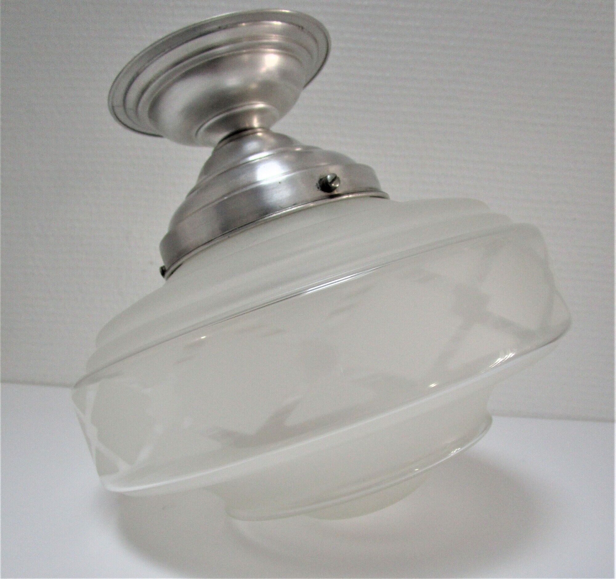 Ceiling lamp Art Deco frosted glass diamond decoration aluminum 30s