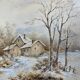 Tableau Aquarelle Eduard Heller (né en 1852) "Paysage de neige"