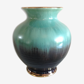 Green and black cermal ball vase 60