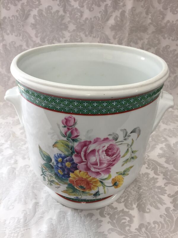 Ancien cache-pot vase véritable porcelaine france paris art décoratif design