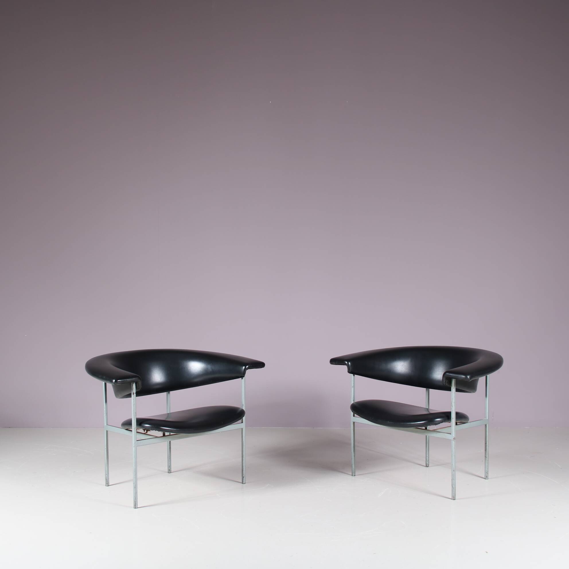 1960s Pair of “Meander Gamma” Chairs by Rudolf Wolf for Gaasbeek & Van Tiel, Netherlands