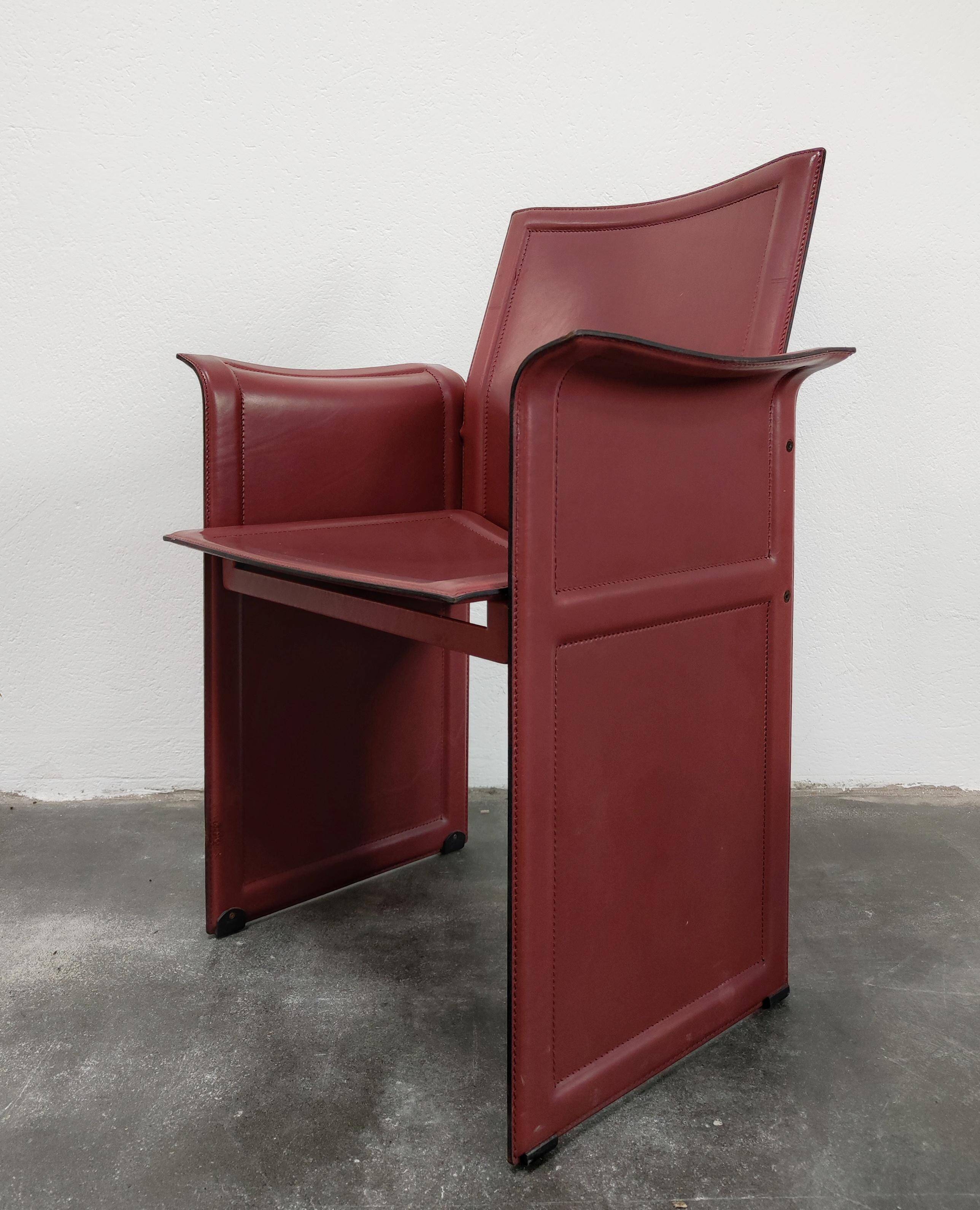 Chaises en cuir par Tito Agnoli pour Matteo Grassi, Modèle Korium, 1979