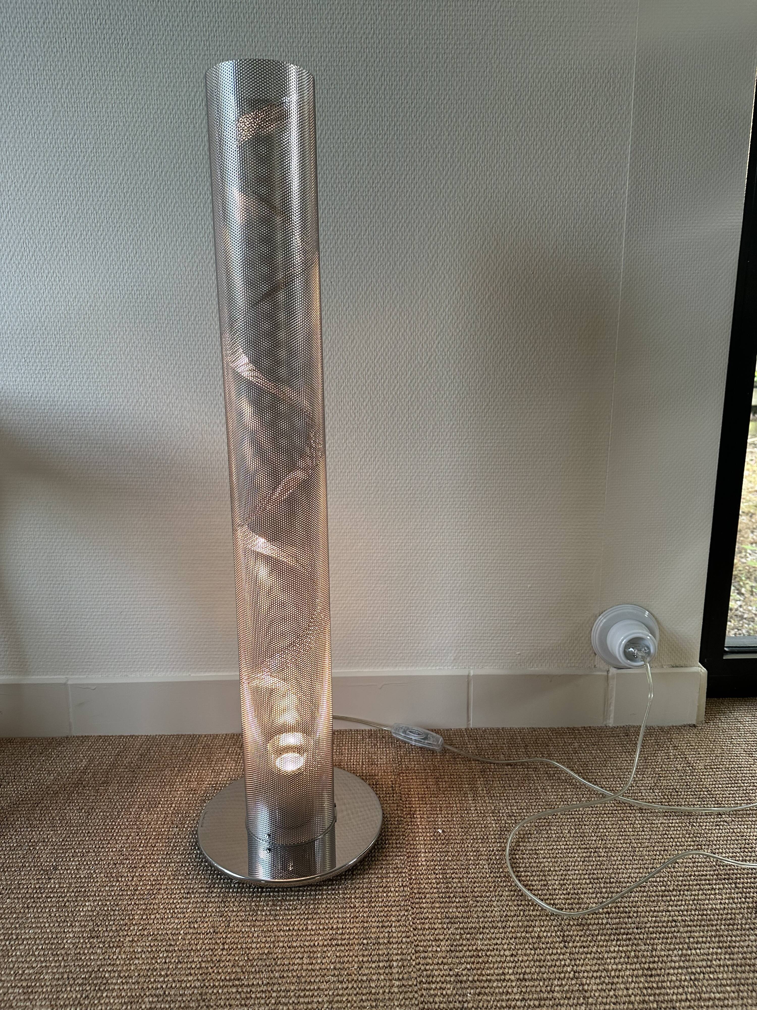 Spiral column lamp in polished stainless steel Thierry Vidé