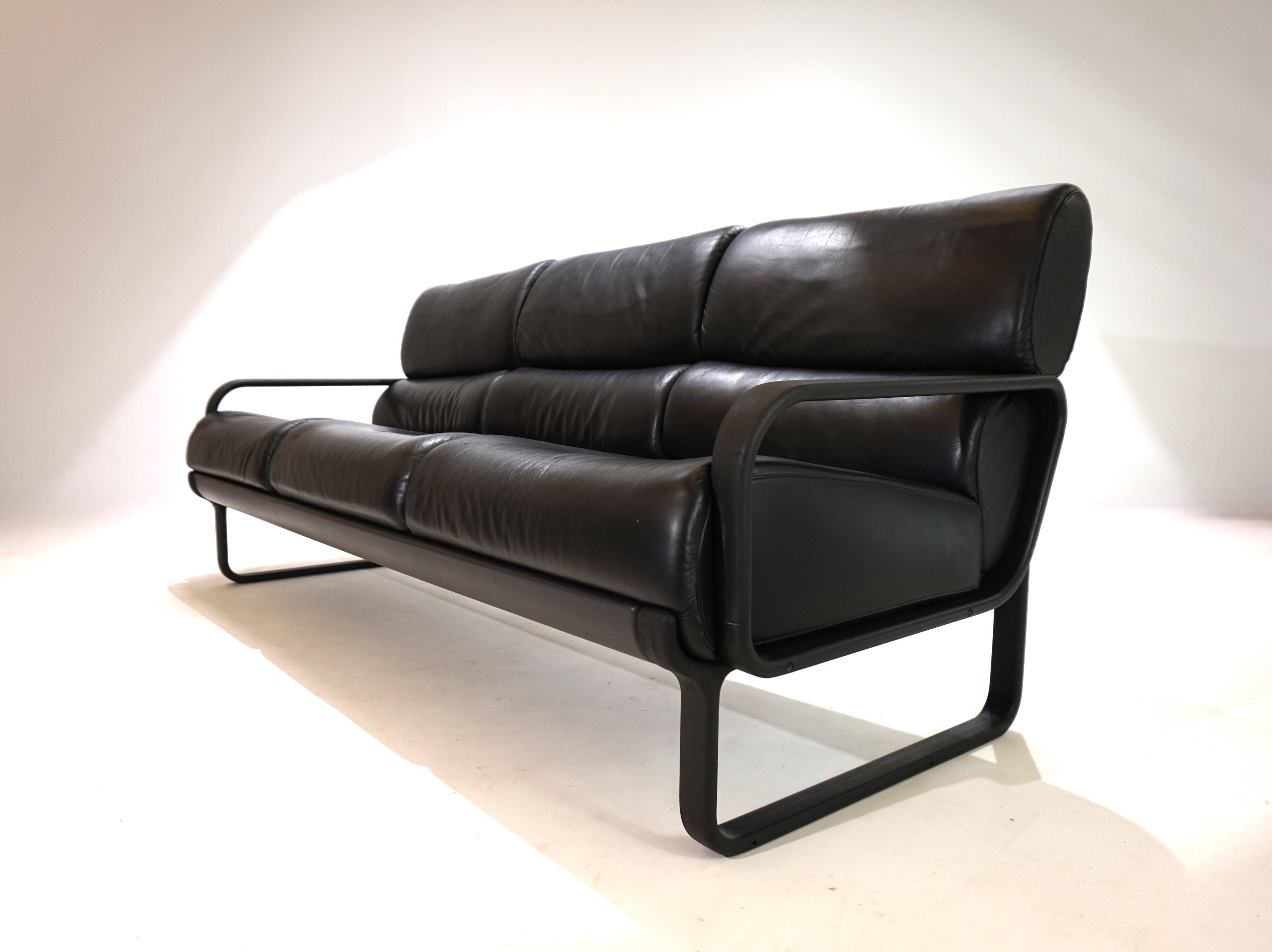Drabert Lobbytop three-seater leather sofa by Otto Zapf, 1979