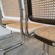 Set of 4 vintage cesca dining chairs / 2 brown 2 white / cane seat mid-century