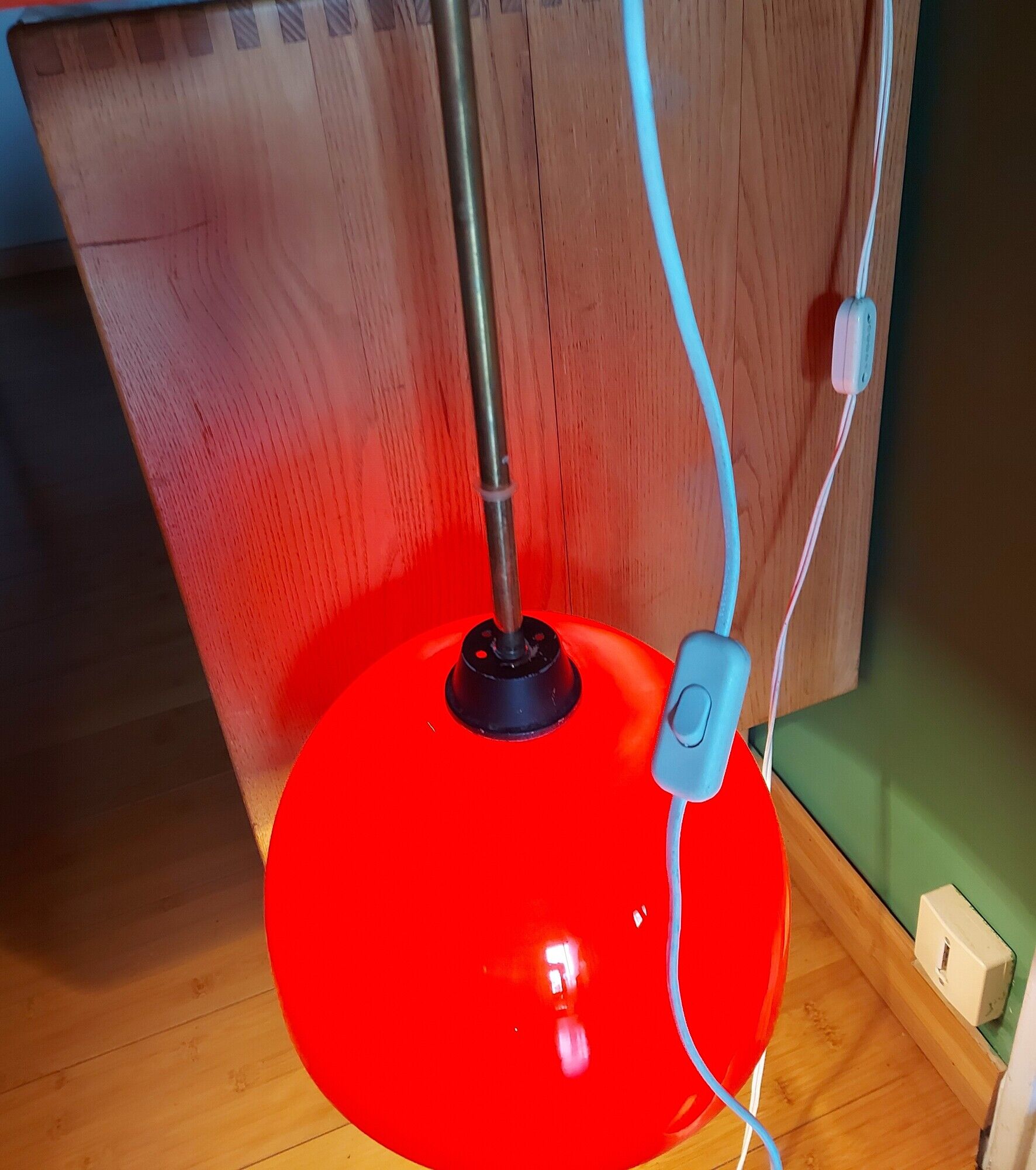 Vintage hanging lamp in red opaline of the 50/60