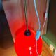 Vintage hanging lamp in red opaline of the 50/60