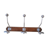 Patère portemanteau en bois et metal usine ou école vintage