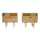 Mid-Century Design Vintage Bedside Tables with Metal Legs, Set of 2, 1960s