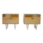 Mid-Century Design Vintage Bedside Tables with Metal Legs, Set of 2, 1960s