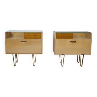 Mid-Century Design Vintage Bedside Tables with Metal Legs, Set of 2, 1960s