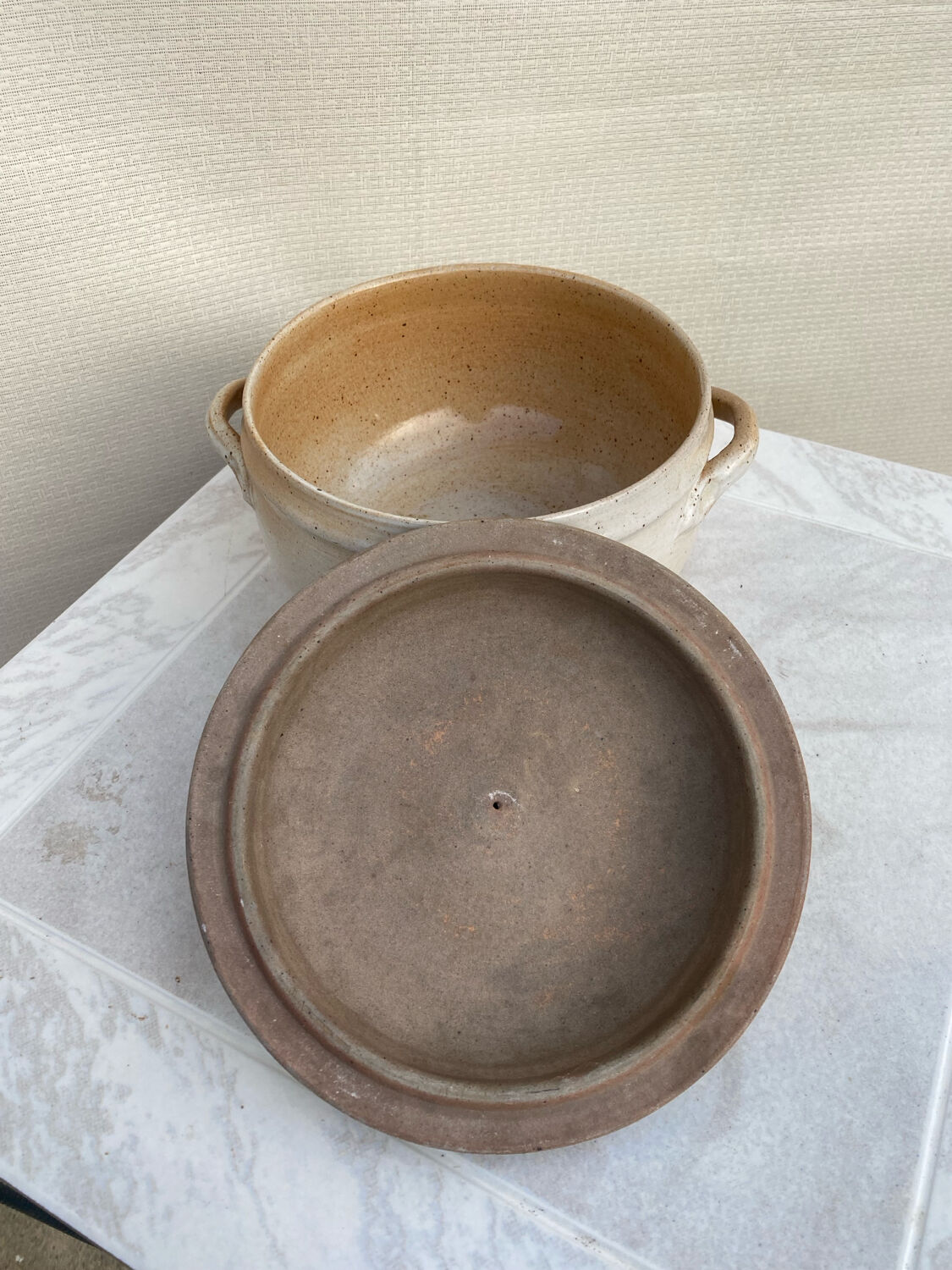 Vintage stoneware soup tureen from the 1950s.