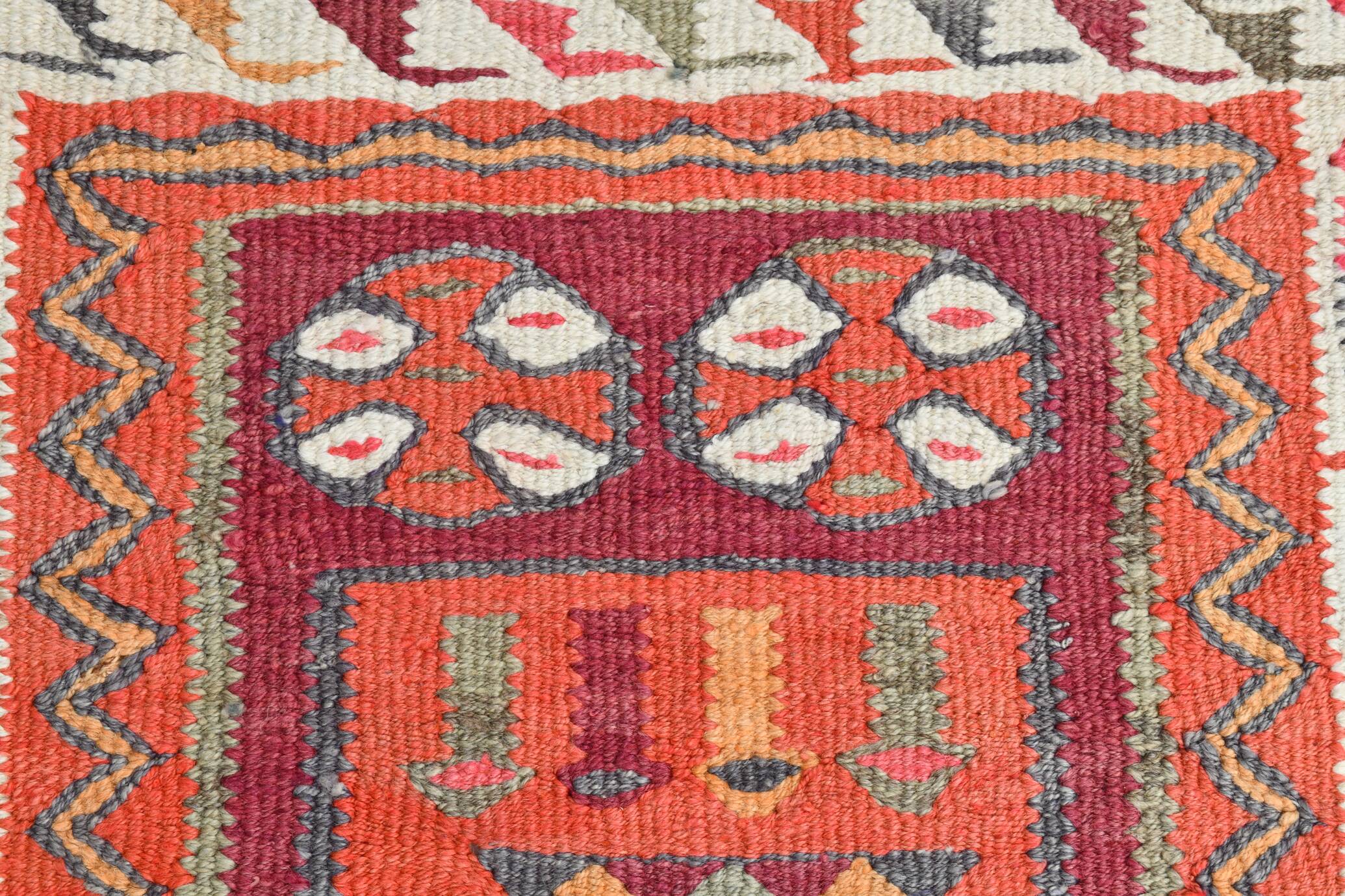 Red & Burgundy Vintage Runner Rug, 102x274Cm