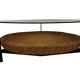 Table basse vintage minimaliste rotin métal verre 1960