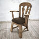 Dutch brutalist solid oak armchair with reupholstered leather seat, 1970s
