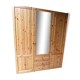 Wardrobe three doors, one with mirror, three drawers in solid pine wood