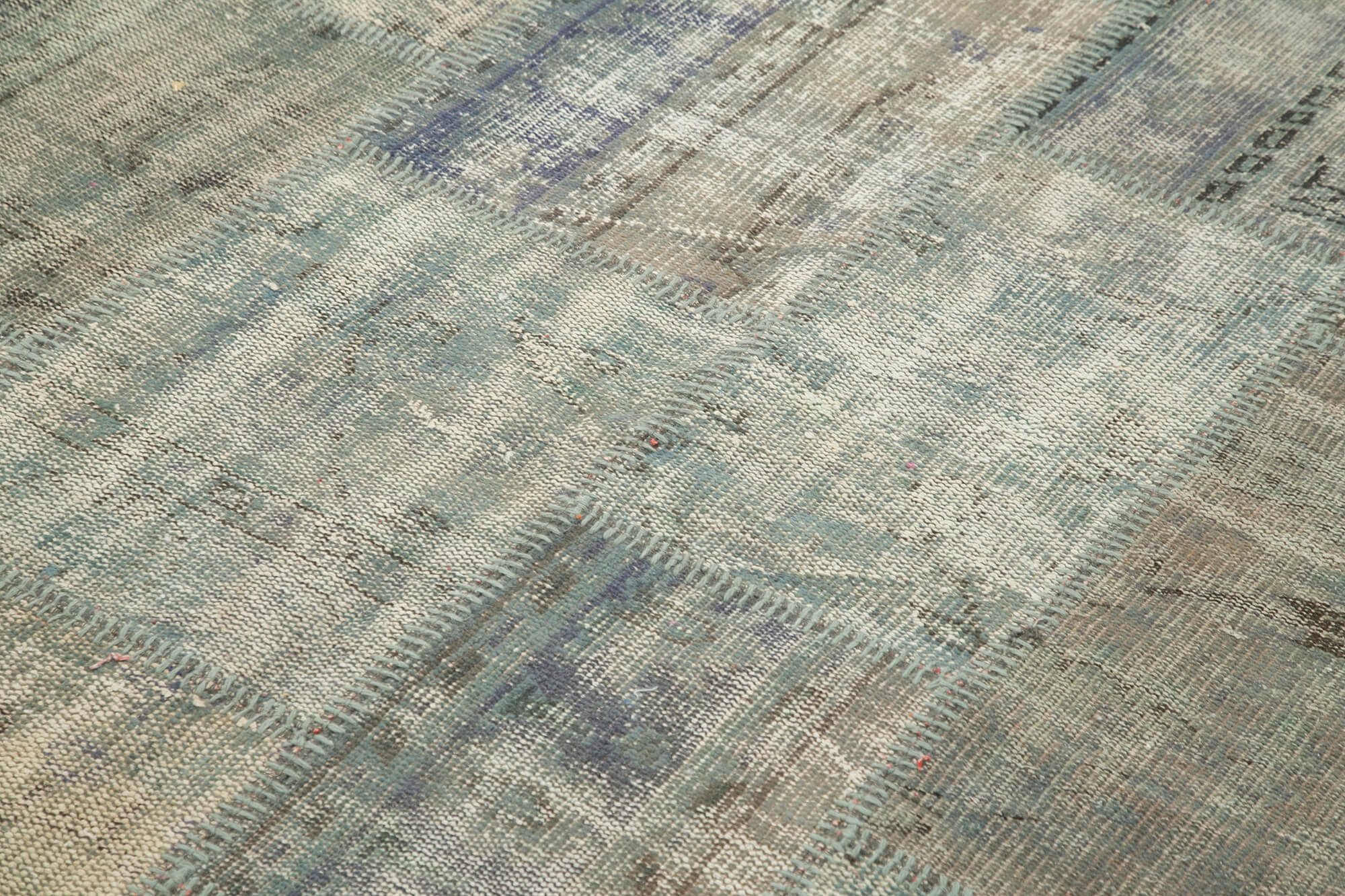Hand-knotted oriental vintage 175 cm x 245 cm grey patchwork carpet