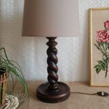 Turned wooden table lamp - vintage