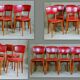 6 vintage wooden and skai red bistro chairs