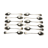 12 small silver metal spoons engraved "FB", early XXth