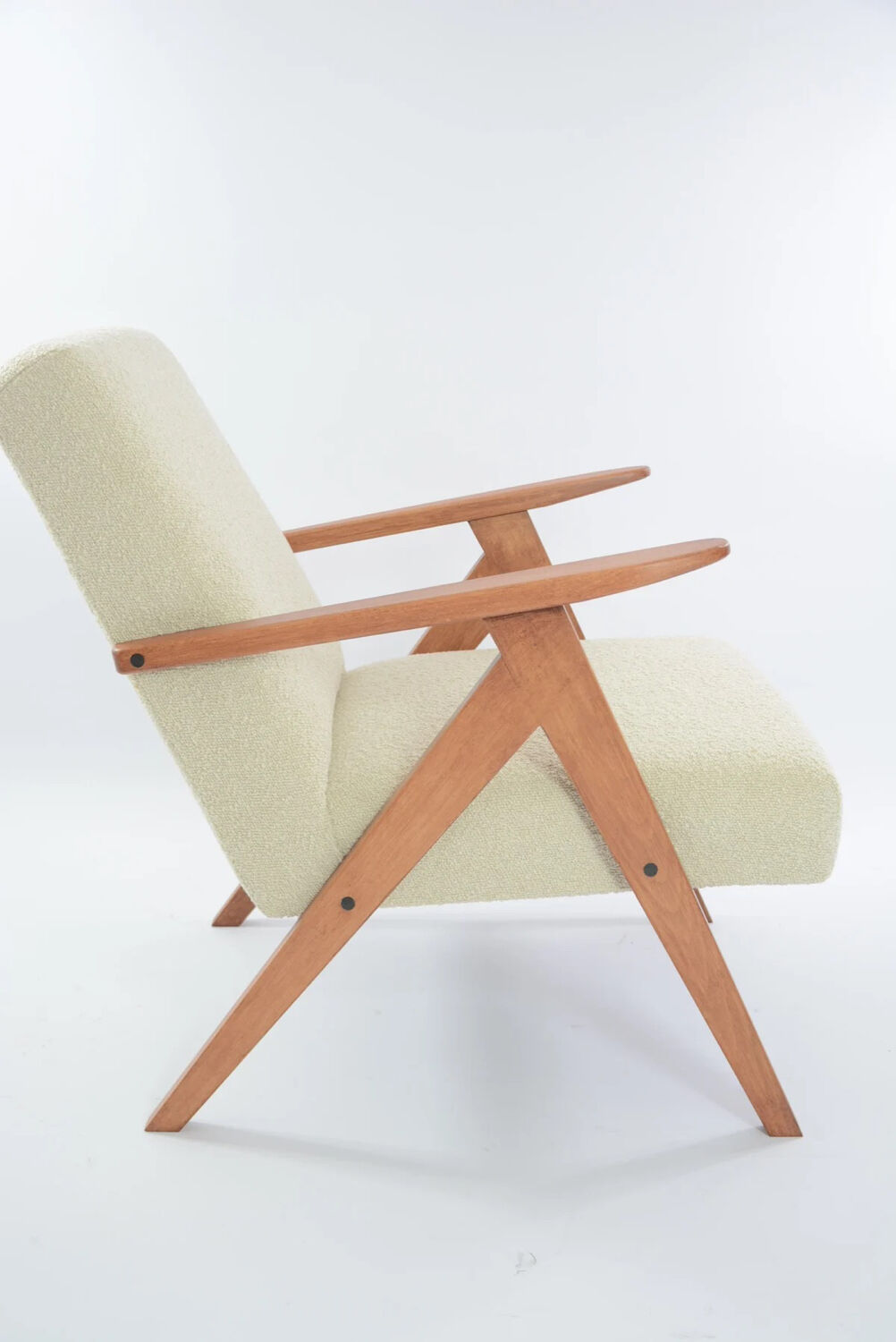 Armchair Kompas corduroy cream renovated