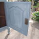 Louis xv style notch in solid oak patinated blue grey