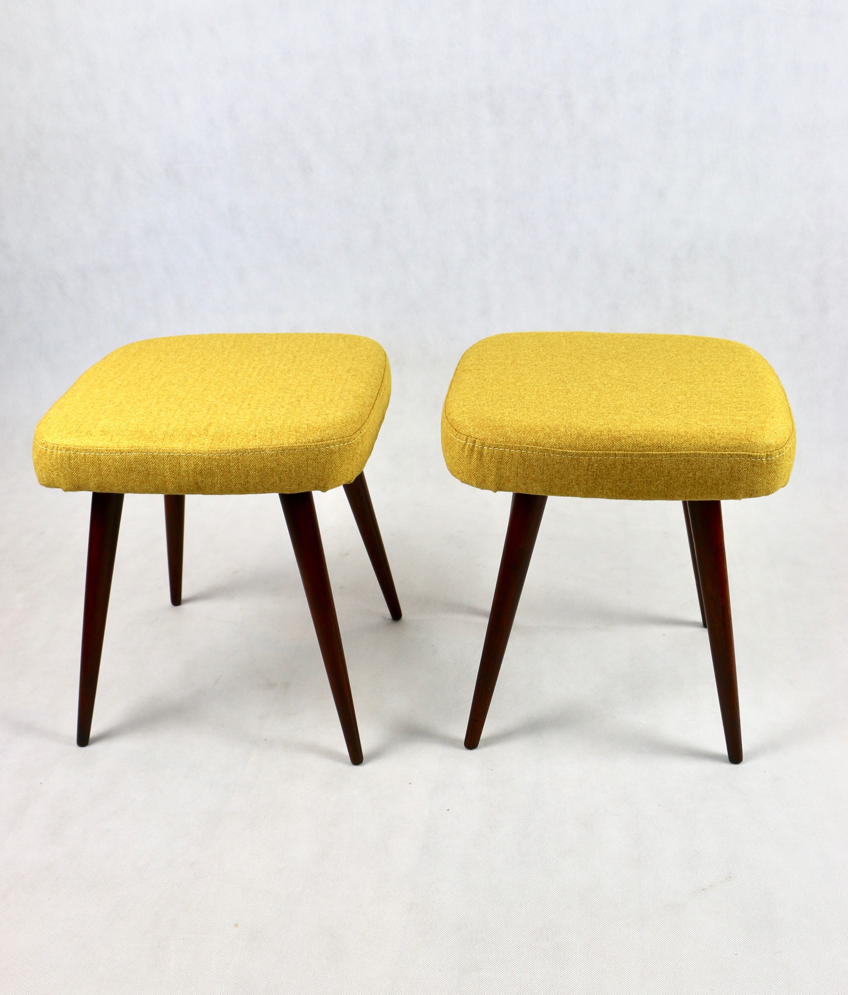 Vintage Yellow Tweed Stool, 1970s