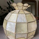 Mother-of-pearl and brass pendant lamp 1960