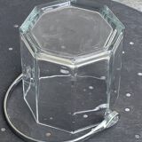 Ice bucket made in France in transparent faceted glass, stainless steel handle