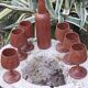 Scandinavian bottle and teak glass service