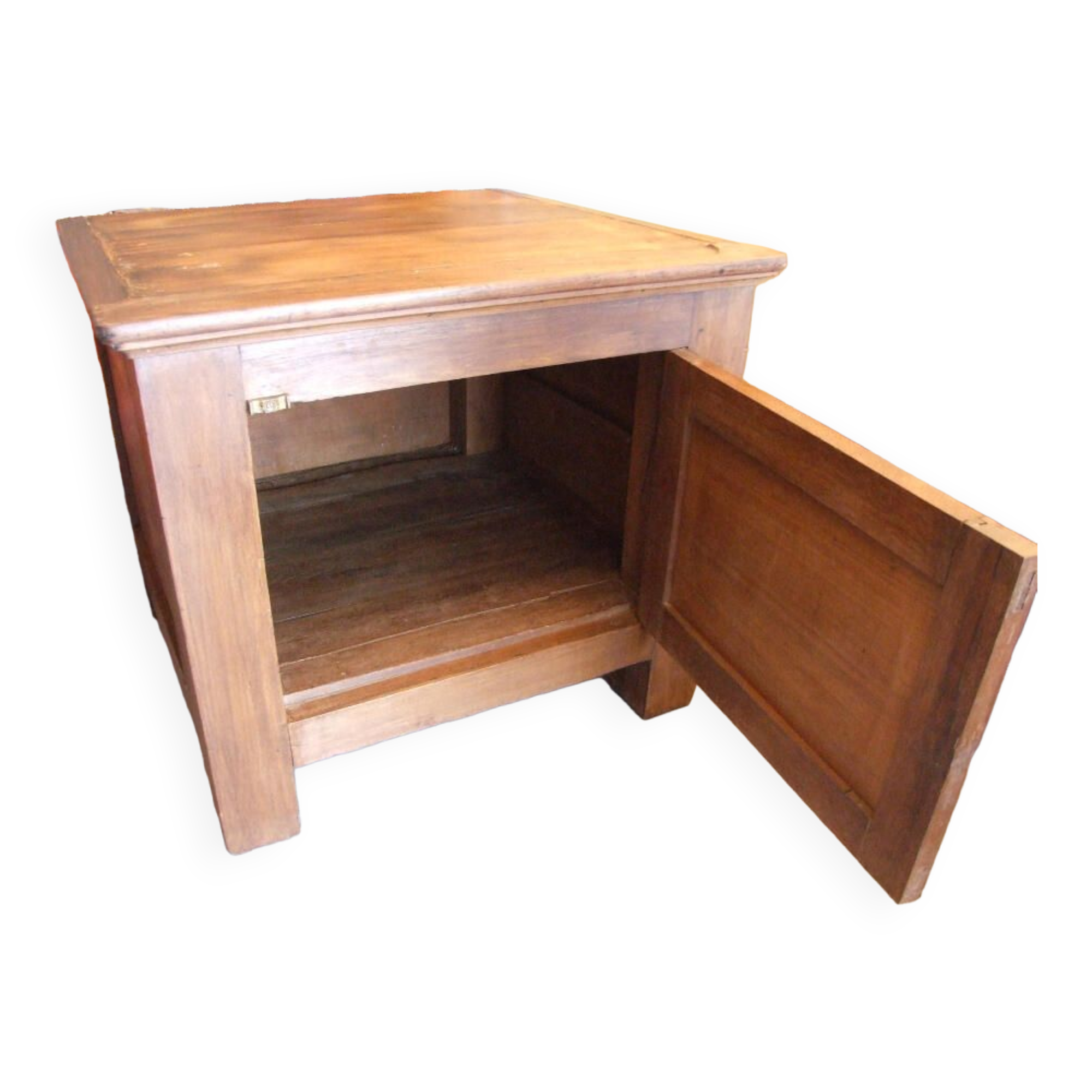 Vintage antique solid tijori teak chest 78x75x69cm