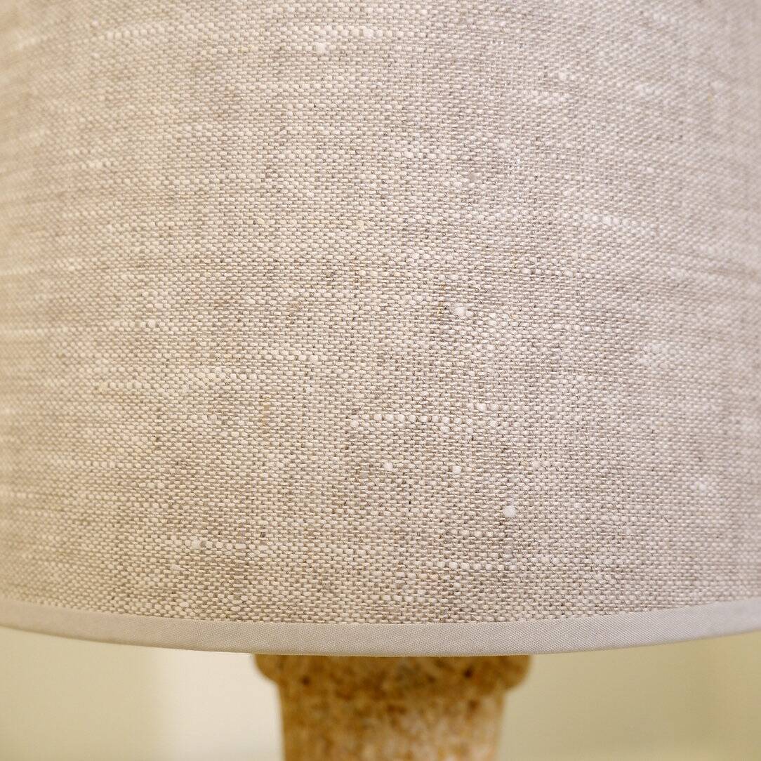 Pair of French stone lamps, 1970s - New linen lampshade