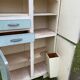 Vintage kitchen cabinet in blue Formica (sea green)