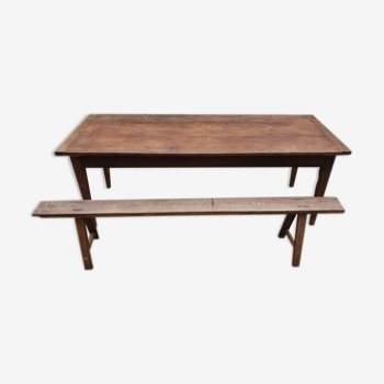 Farmhouse table in chene 200cm + 2 benches