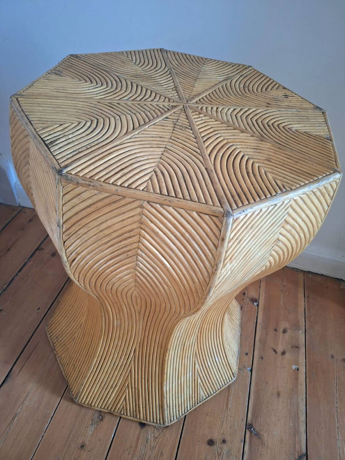 Vintage rattan and wicker table leg, old furniture