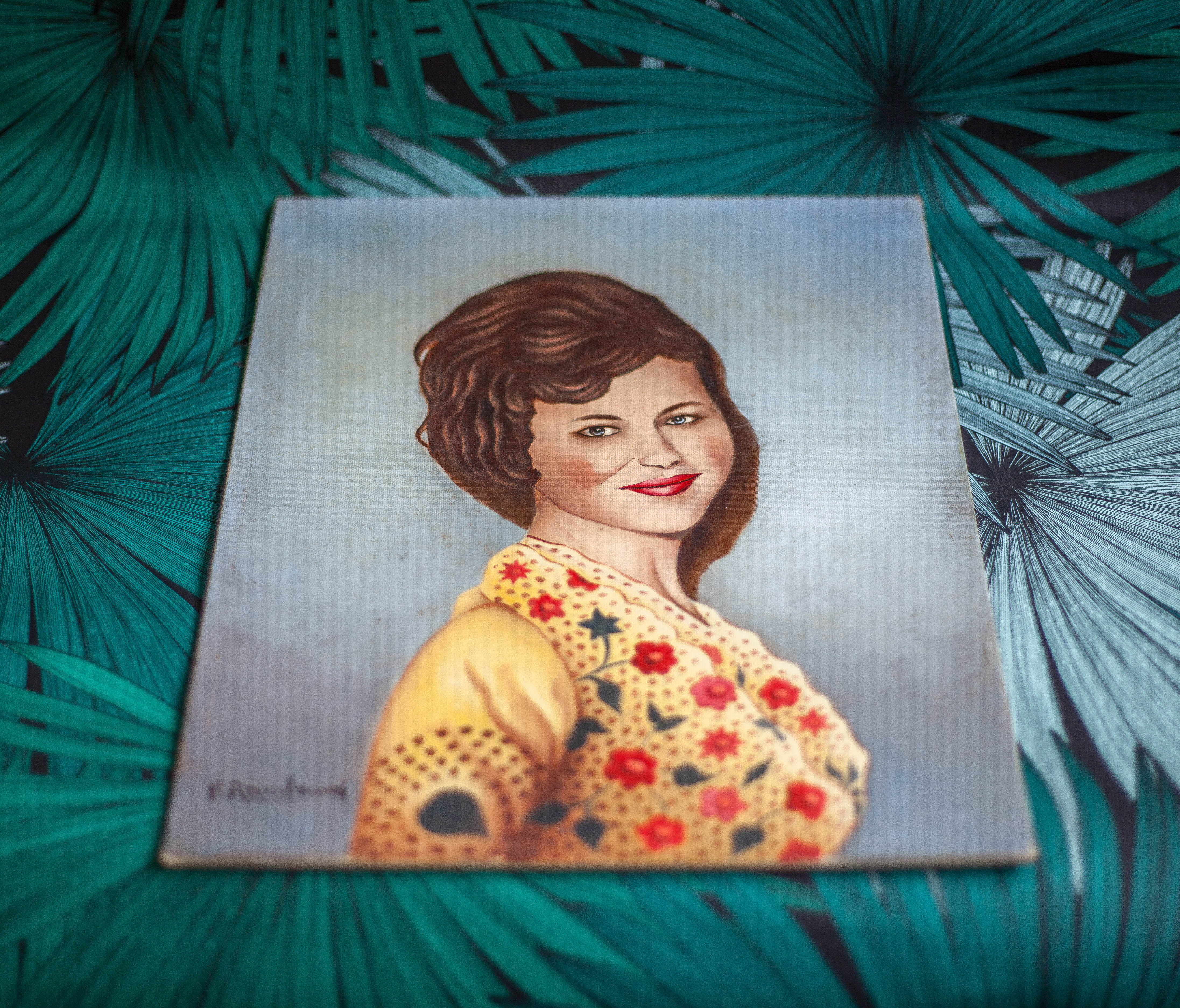 Oil painting on canvas woman, painting signed F. Rambaud