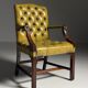 Green leather tufted office chair