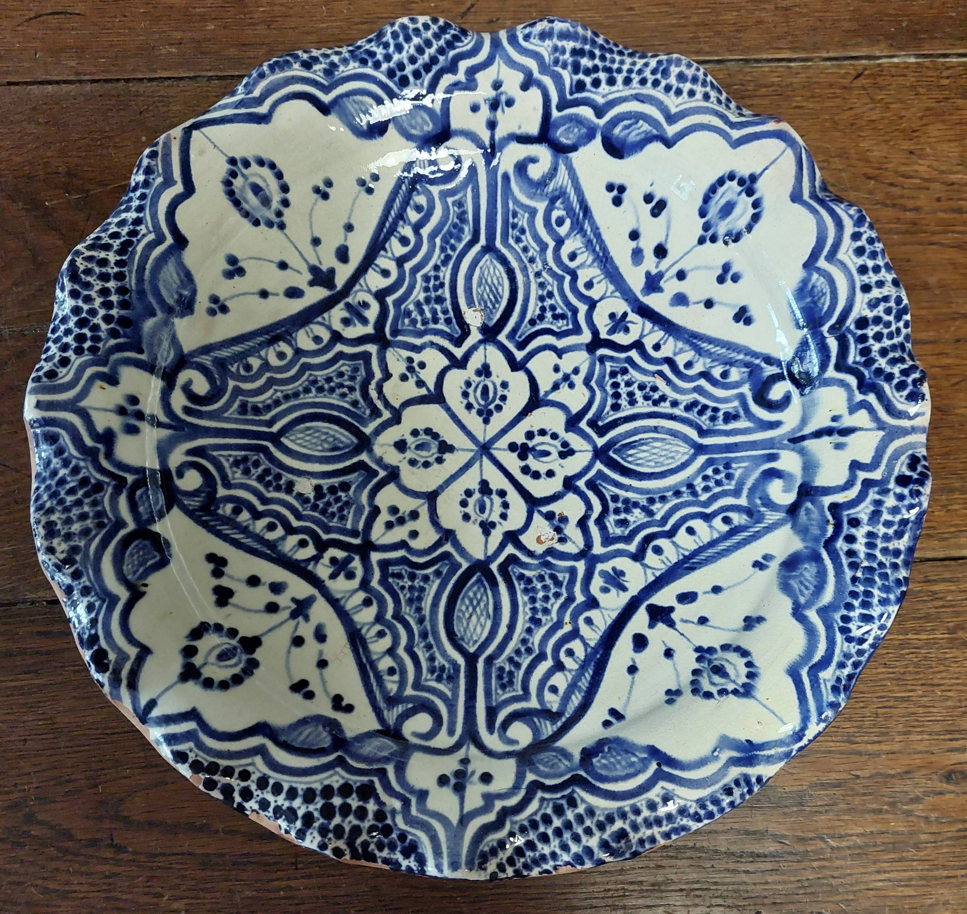 Antique ceramic dish, Morocco, Safi, signed