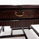 Pair of vintage pagoda tables in faux bamboo with chevron pattern - Maitland & Clasco